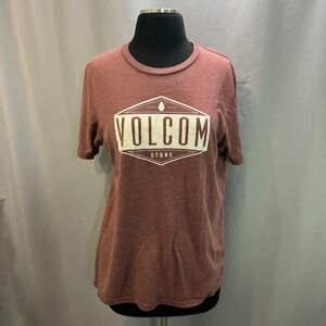 Volcom Stone T Shirt Mens Small Dusty Rose Graphic Print Crew Neck Straight Hem